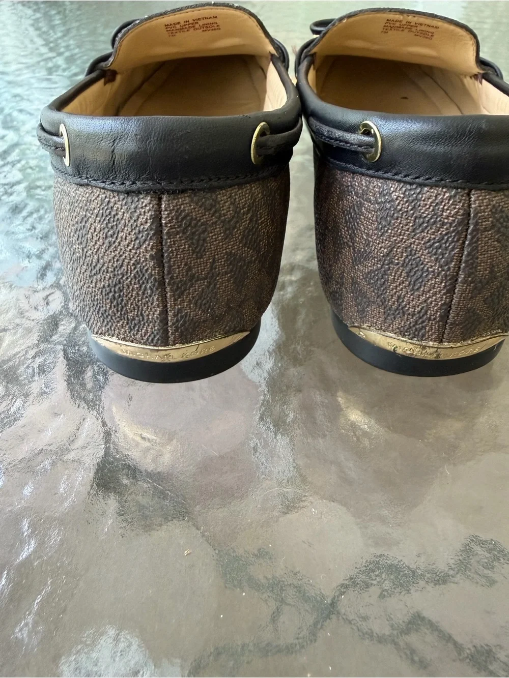 Michael Kors MK Logo Loafers Womens Size 7MBrown Monogram Slip On Flats